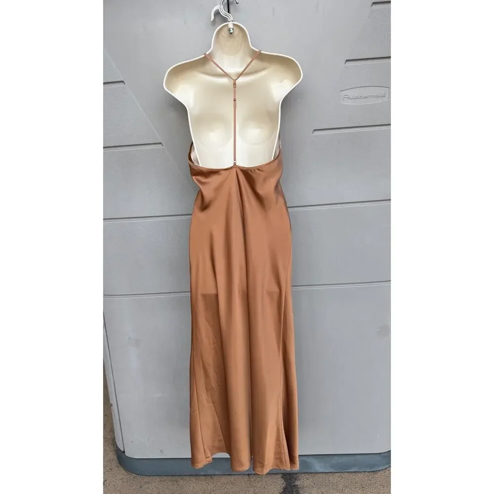 Abercrombie & Fitch Julia Two-Tone Satin Slip Maxi Dress Sz S Y2K Coquette Glam